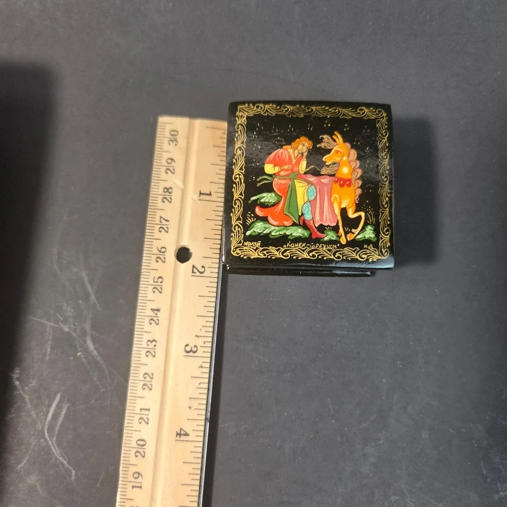 Vintage Russian Lacquer Box Lot of 4 Signed Palekh Zubov & Kholuy Art Collection